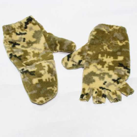 Перчатки флисовые с откидной варежкой камуфляж ММ-14